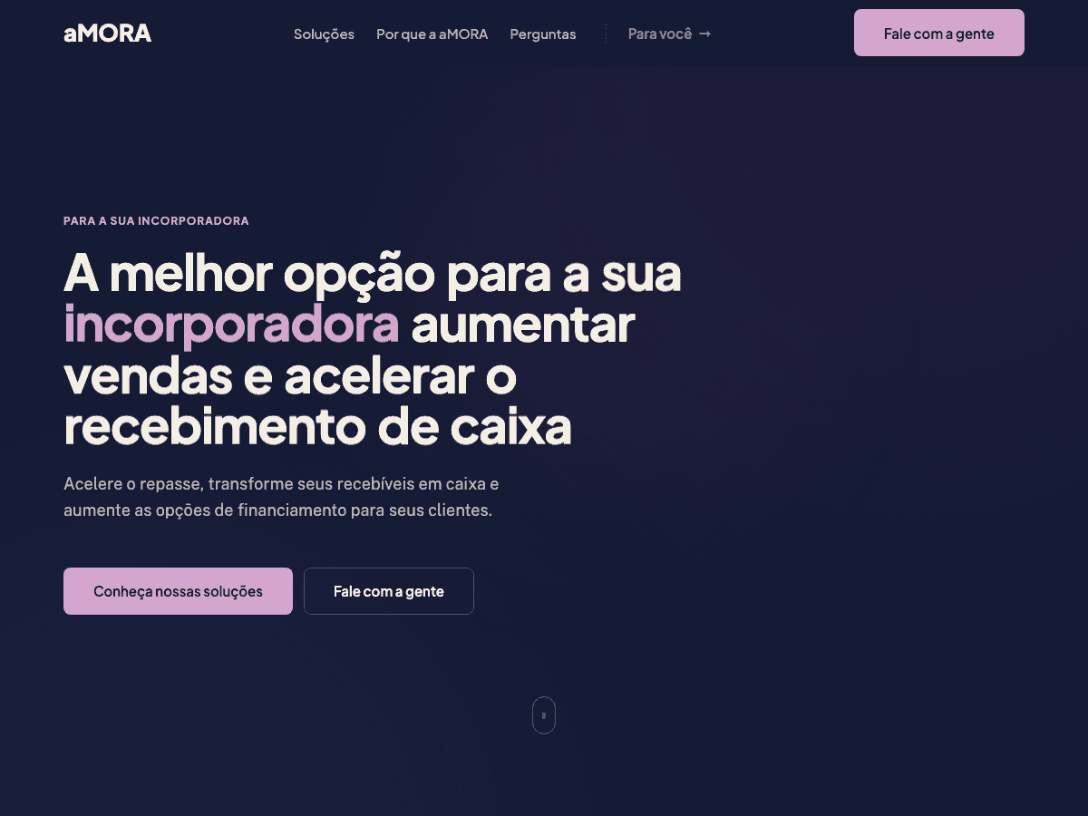 aMORA para Incorporadoras website.