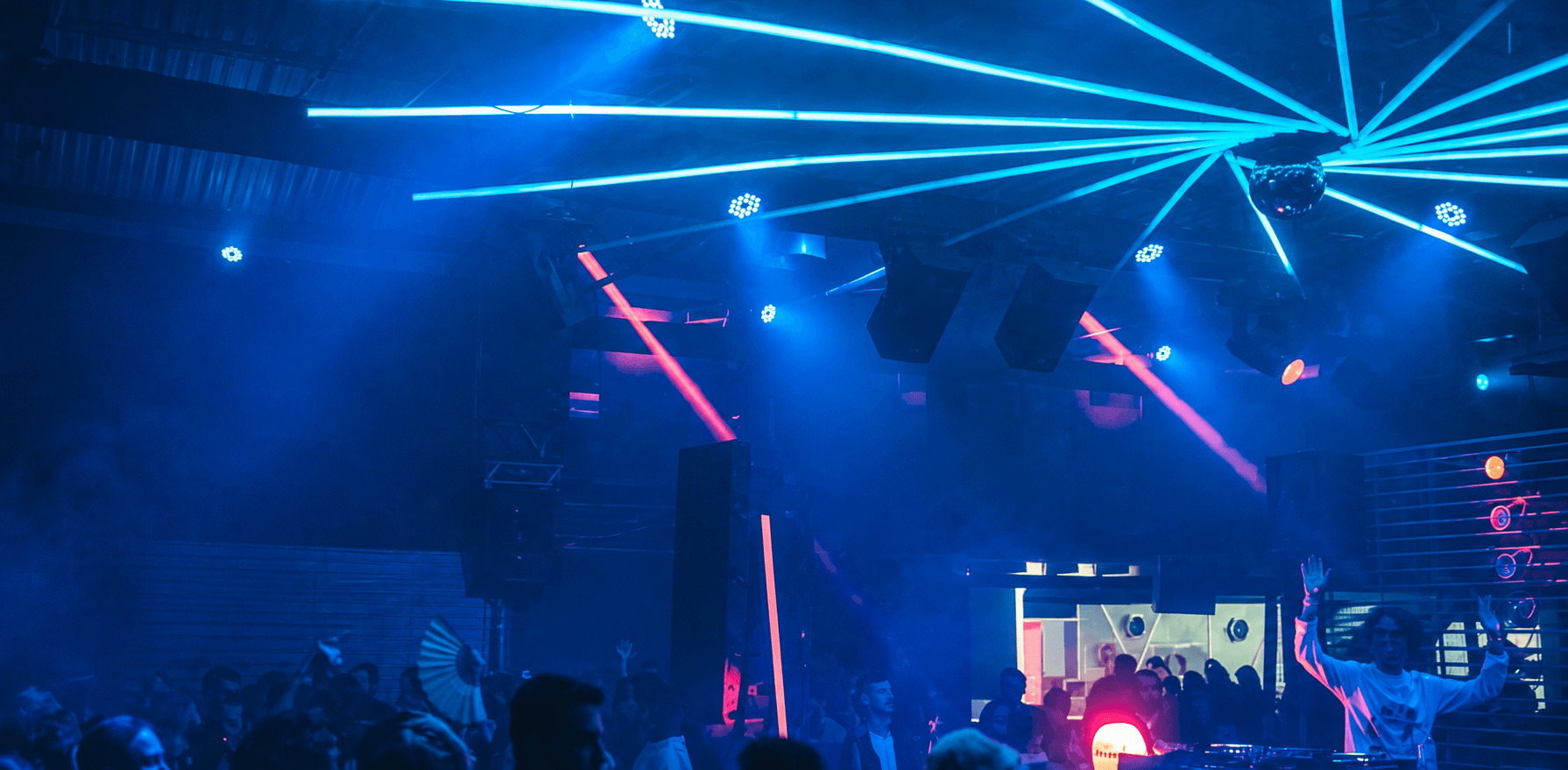 Blue lighting installation at Love/Tropicals.